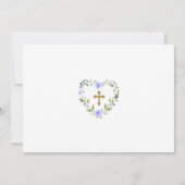 Bevallige Gouden Kruis Bloem Boy Foto Doop Kaart (Achterkant)