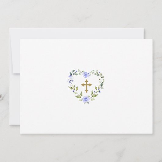 Bevallige Gouden Kruis Bloem Boy Foto Doop Kaart (Achterkant)