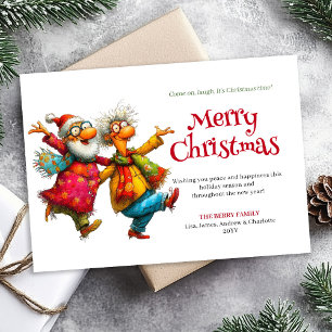 Bevallige Grappige Vrouw Comic Kerst Bewerkbare Ka Feestdagenkaart