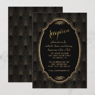 Bevallige Great Gatsby Art Deco Trouwreceptie Kaart