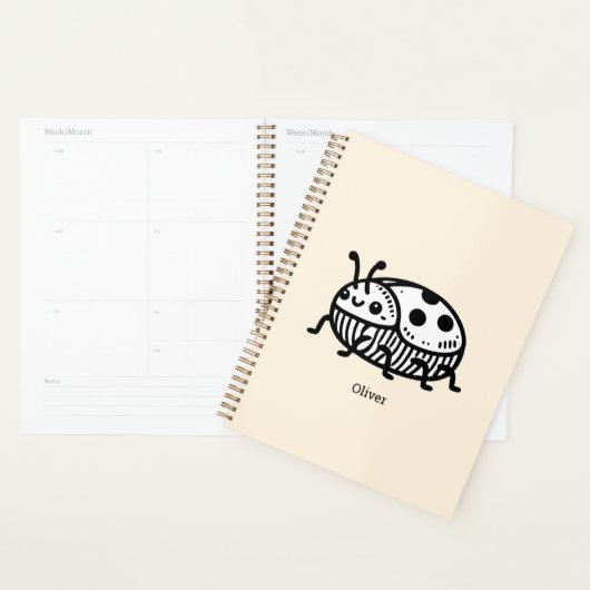 Bevallige handgetekende keverillustratie planner (Display)