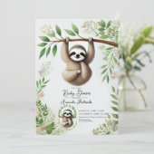 Bevallige Hanging Sloth Baby Shower Uitnodiging (Staand voorkant)