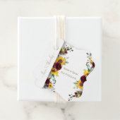 Bevallige Herfst Bourgondiërozen Zonnebloemen Brui Bedankjes Labels (In situ)