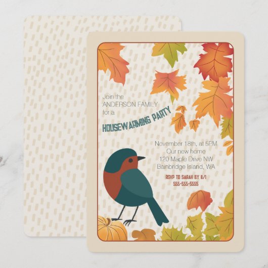 Bevallige Herfst Housewarming Laat Minimalistische Kaart (Voorkant / Achterkant)