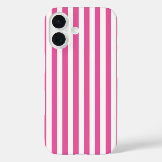Bevallige hete roze en witte verticale strepen Case-Mate iPhone case (Achterkant)