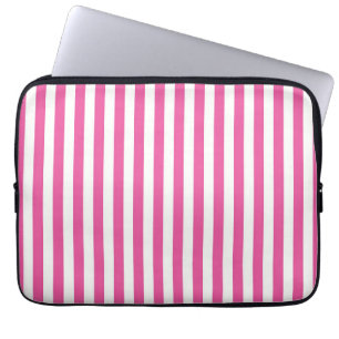 Bevallige hete roze en witte verticale strepen laptop sleeve