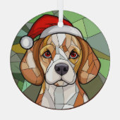 Bevallige Hondse Kerstvreugde: Kerstmis met Beagle Glas Ornament (Achterkant)