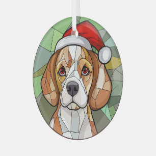 Bevallige Hondse Kerstvreugde: Kerstmis met Beagle Glas Ornament