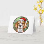 Bevallige Hondse Kerstvreugde: Kerstmis met Beagle Kaart (Gele Bloem)