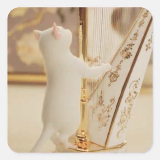 Bevallige Kat Harpist – Sticker (Voorkant)