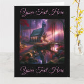 Bevallige kerk in een hemels herfstbos kaart (Gele Bloem)