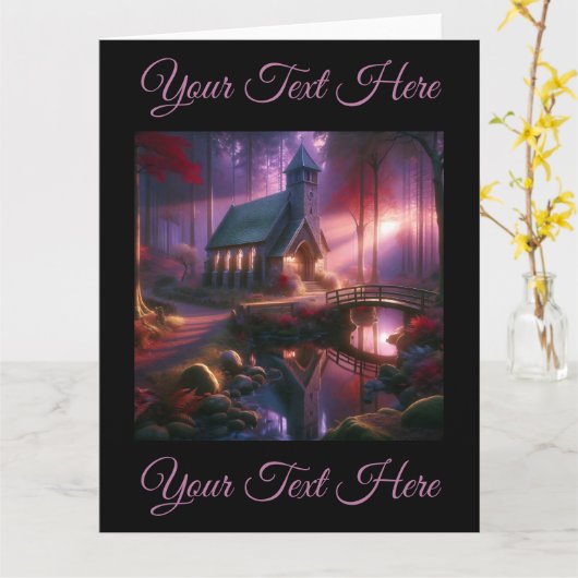 Bevallige kerk in een hemels herfstbos kaart (Gele Bloem)