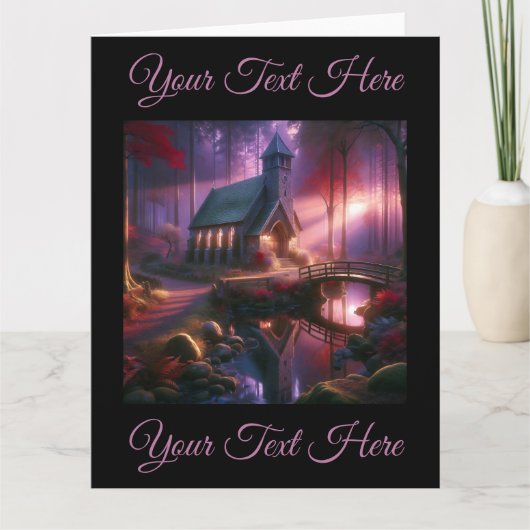 Bevallige kerk in een hemels herfstbos kaart (Voorkant)