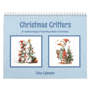Bevallige Kerst Critters AI-ondersteunde Afbeeldin Kalender