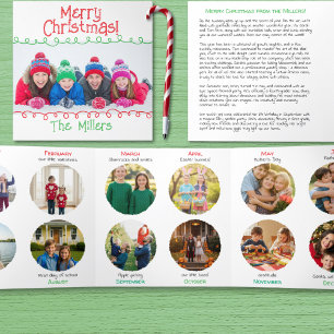 Bevallige kerst-nieuwsbrief met maandelijkse foto' drieluik wenskaart