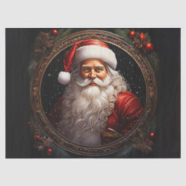 Bevallige Kerstman in Antieke Lijst Decoupage Amba Tissuepapier