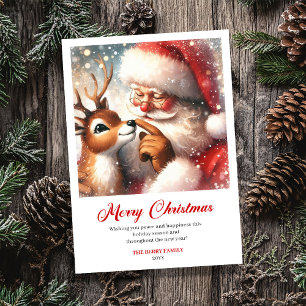 Bevallige Kerstman Rudolph Humor Kerstkaart