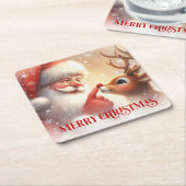 Bevallige Kerstman Rudolph Kerst Onderzetters (Schuin)