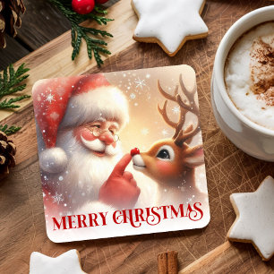 Bevallige Kerstman Rudolph Kerst Onderzetters