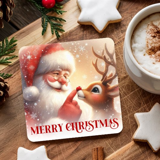 Bevallige Kerstman Rudolph Kerst Onderzetters