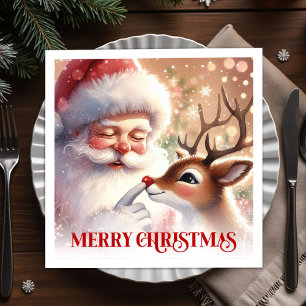 Bevallige Kerstman Rudolph Kerstmisknapjes Kerstmi Servet