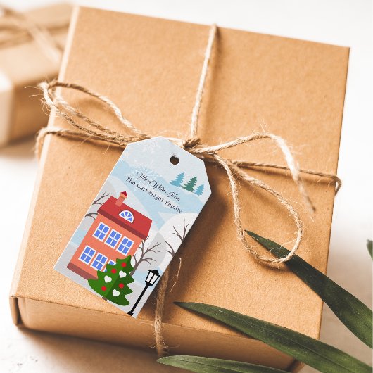 Bevallige Kerstmis Dorps Vakantie Gift Tag Cadeaulabel