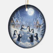 Bevallige Kerstscène Keramisch Ornament (Links)
