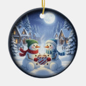 Bevallige Kerstscène Keramisch Ornament (Voorkant)