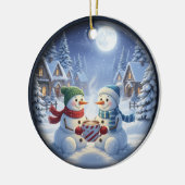 Bevallige Kerstscène Keramisch Ornament (Links)
