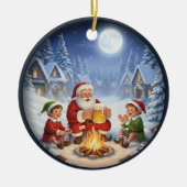 Bevallige Kerstscène Keramisch Ornament (Voorkant)