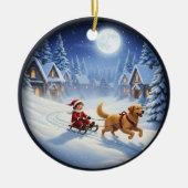 Bevallige Kerstscene Keramisch Ornament (Voorkant)