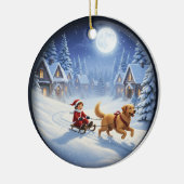 Bevallige Kerstscene Keramisch Ornament (Links)