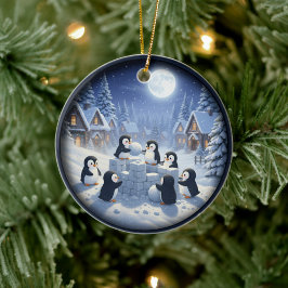 Bevallige Kerstscène Keramisch Ornament