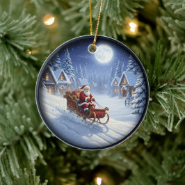 Bevallige Kerstscène Keramisch Ornament