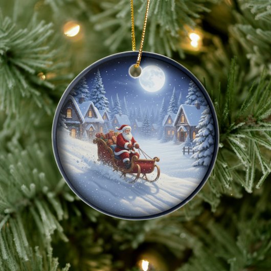 Bevallige Kerstscène Keramisch Ornament