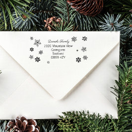 Bevallige Kerstsneeuwvlok Adresstempel Rubberstempel