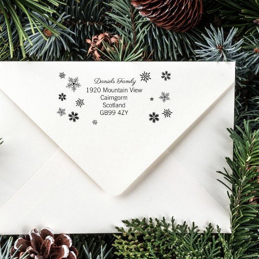 Bevallige Kerstsneeuwvlok Adresstempel Rubberstempel