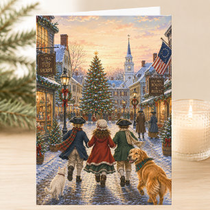 Bevallige Koloniale Kersttijd Prettig Kerstfeest Kaart