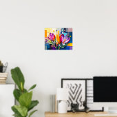 Bevallige Krokus in Moderne Abstracte Stijl Poster (Thuiskantoor)