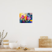 Bevallige Krokus in Moderne Abstracte Stijl Poster (Keuken)