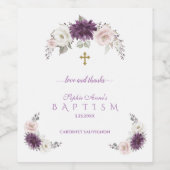 Bevallige Lavendel Roze Witte Bloem Doop Wijn Etiket (Enkel label)