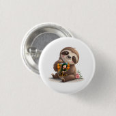 Bevallige Luiaard Ronde Button 3,2 Cm (Voorkant /achterkant)