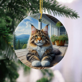 Bevallige Maine Coon Aandenken Keramisch Ornament