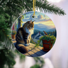 Bevallige Maine Coon Aandenken Keramisch Ornament