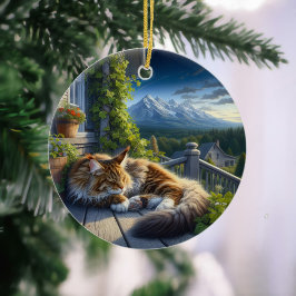 Bevallige Maine Coon Aandenken Keramisch Ornament