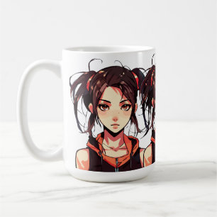 Bevallige Manga Meisje: Anime Vector Illustratie Koffiemok