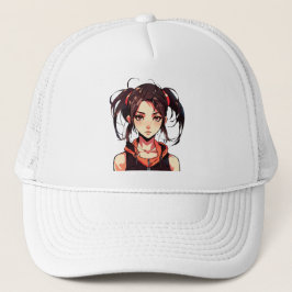 Bevallige Manga Meisje: Anime Vector Illustratie Trucker Pet