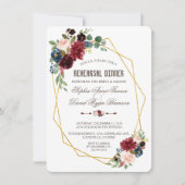 Bevallige Merlot Navyblauwe Bloemige Oefenavondmaa Kaart (Voorkant)