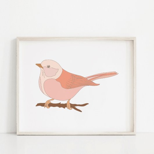 Bevallige met de hand getekende vogelkunstposter poster