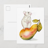 Bevallige Muis op een Peer Briefkaart (Voorkant / Achterkant)